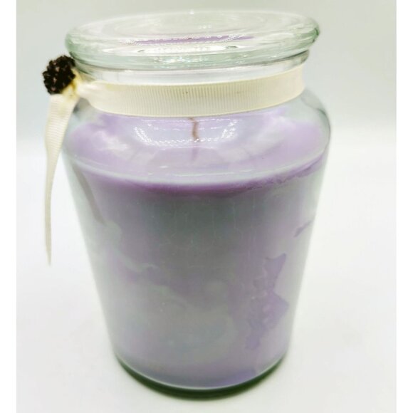 Candle Glass Jar Lavender Scented Lid Ribbon Pinecone Accent 18oz Purple - Picture 7 of 16